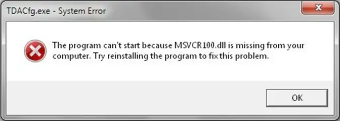 MSVCR100.dll is missing from your computer